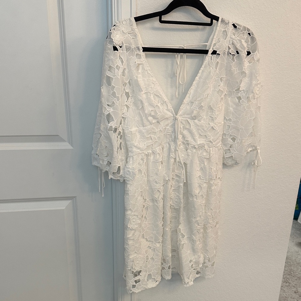 Storia White Lace Mini Dress